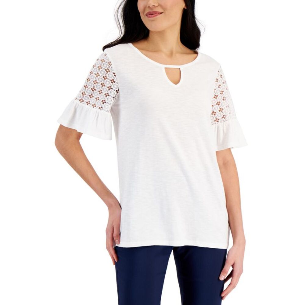 JM Collection Womens Ruffled Sleeve Top